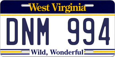 WV license plate DNM994