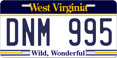 WV license plate DNM995