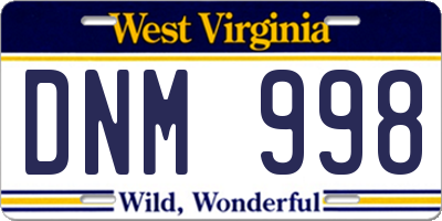 WV license plate DNM998