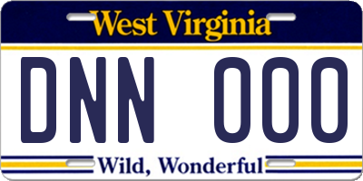 WV license plate DNN000