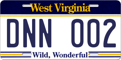 WV license plate DNN002