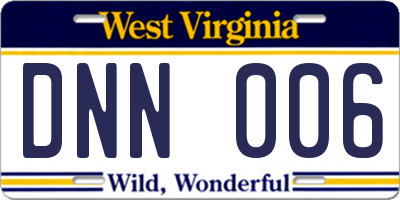 WV license plate DNN006