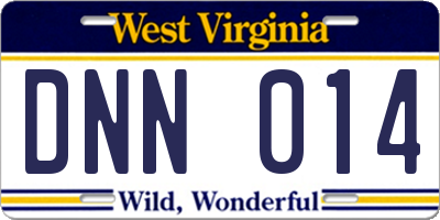 WV license plate DNN014
