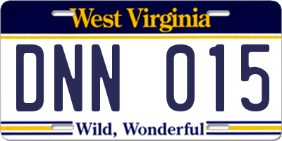 WV license plate DNN015