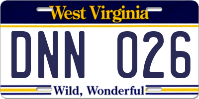 WV license plate DNN026