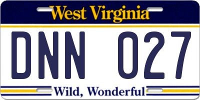 WV license plate DNN027