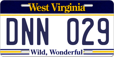 WV license plate DNN029