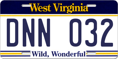 WV license plate DNN032