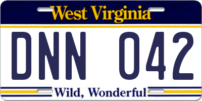 WV license plate DNN042