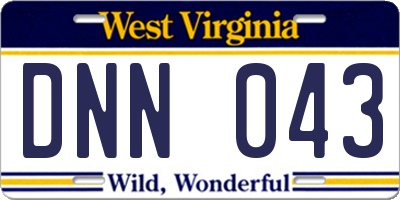 WV license plate DNN043