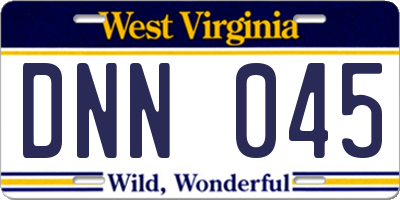 WV license plate DNN045