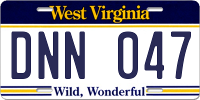 WV license plate DNN047
