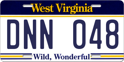 WV license plate DNN048