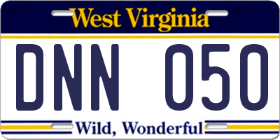 WV license plate DNN050
