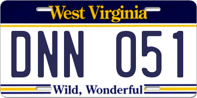 WV license plate DNN051