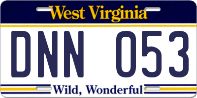 WV license plate DNN053