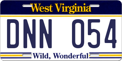 WV license plate DNN054