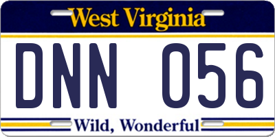 WV license plate DNN056