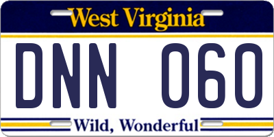 WV license plate DNN060