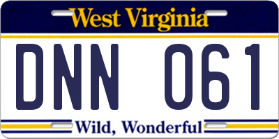 WV license plate DNN061