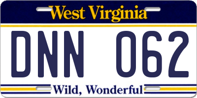 WV license plate DNN062