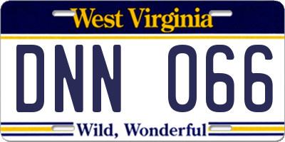 WV license plate DNN066