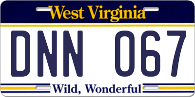 WV license plate DNN067