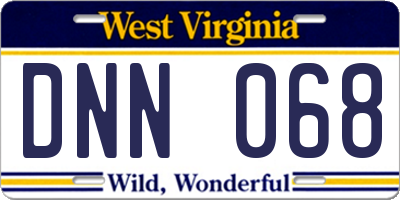 WV license plate DNN068