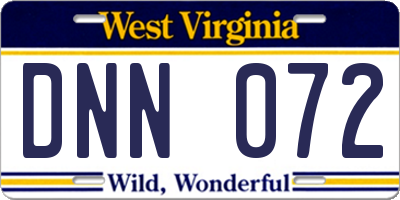 WV license plate DNN072
