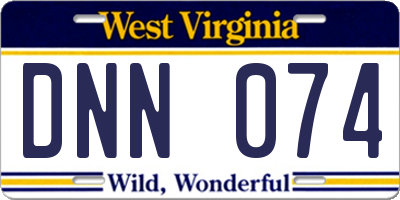 WV license plate DNN074