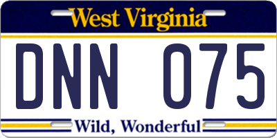 WV license plate DNN075