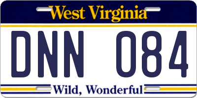 WV license plate DNN084