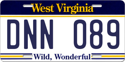 WV license plate DNN089