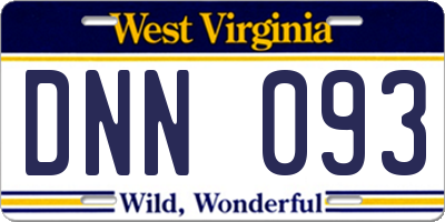 WV license plate DNN093