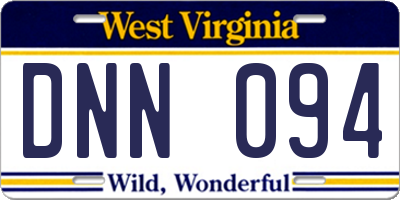 WV license plate DNN094