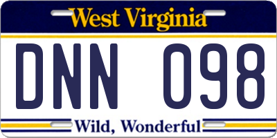 WV license plate DNN098