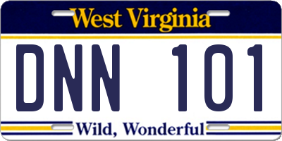 WV license plate DNN101