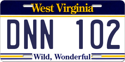 WV license plate DNN102