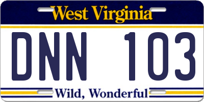 WV license plate DNN103