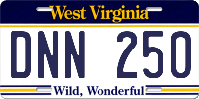 WV license plate DNN250