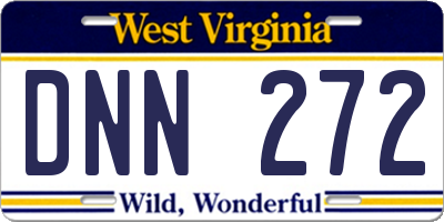 WV license plate DNN272