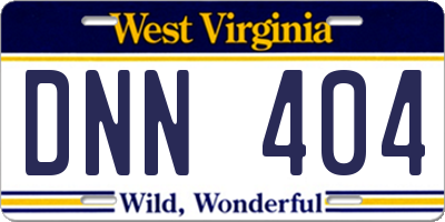 WV license plate DNN404
