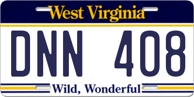 WV license plate DNN408