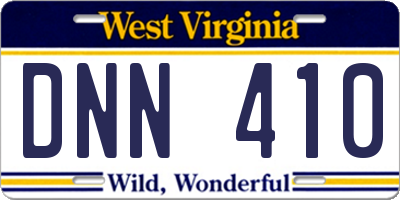 WV license plate DNN410