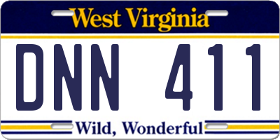 WV license plate DNN411