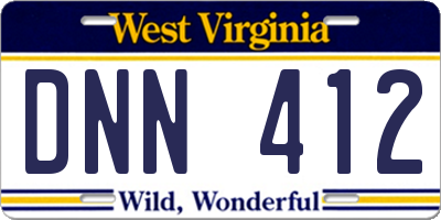 WV license plate DNN412