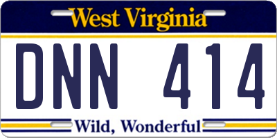 WV license plate DNN414