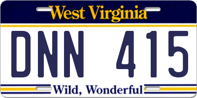 WV license plate DNN415