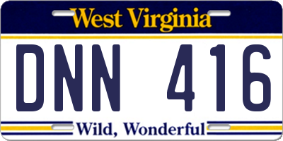 WV license plate DNN416