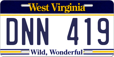 WV license plate DNN419